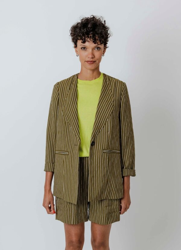 SALE Dean Blazer - Moss Stripe