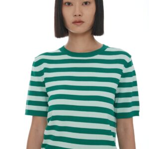Ricochet Francisco Knit Tee - Mint + Green Stripe