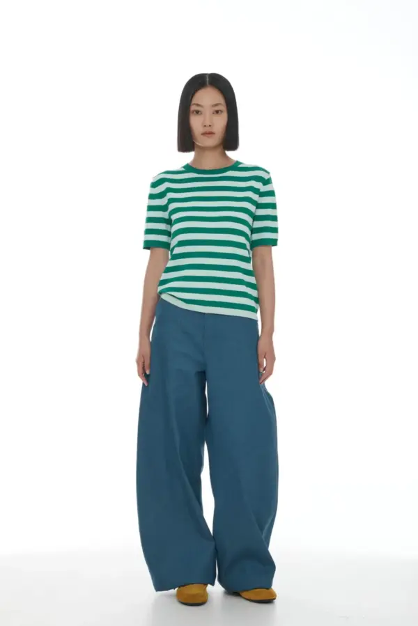 Ricochet Francisco Knit Tee - Mint + Green Stripe - Image 4