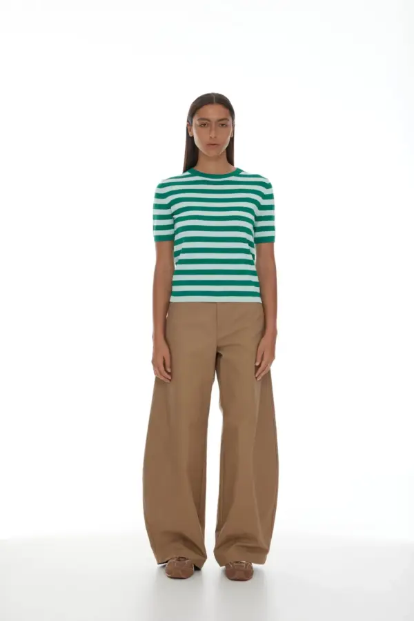 Ricochet Francisco Knit Tee - Mint + Green Stripe - Image 5