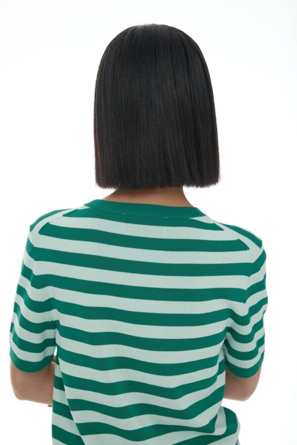 Ricochet Francisco Knit Tee - Mint + Green Stripe - Image 2