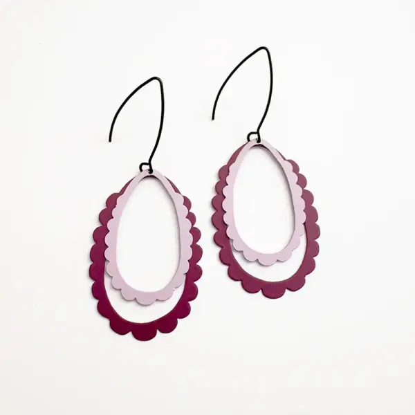Earrings - midi double scallop hoops - 2 colours - Image 2