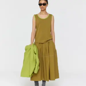 Ricochet - Carter Skirt - Olive +Ivory stitching