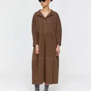 Ricochet Zizou Dress - Brown+Cream Stitch