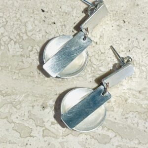 Stirling Silver 2 bowl drop earrings with Bar by Victoria Pallin