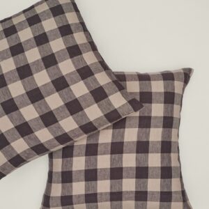 Carlotta+Gee - Natural Dark Check Pillowcase Set - Euro